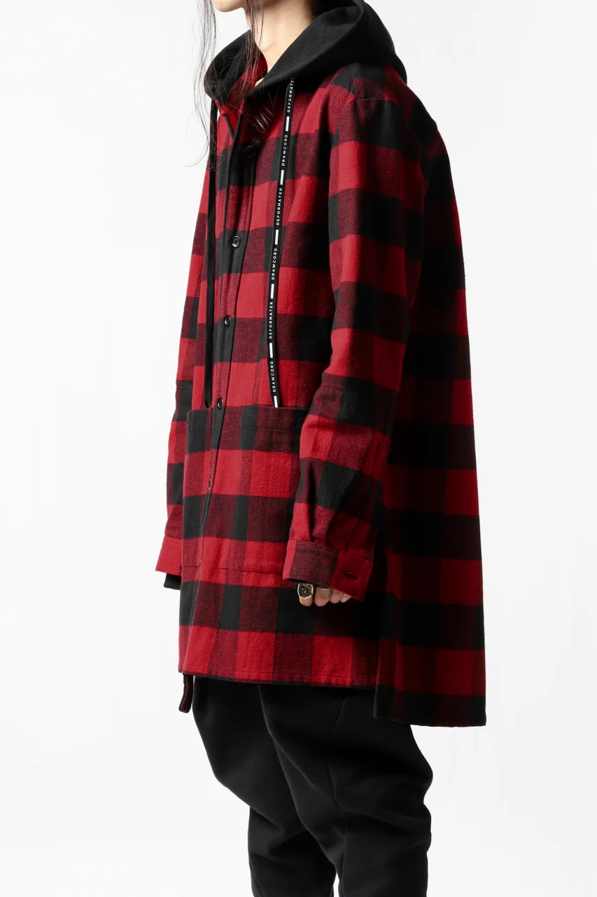 DEFORMATER.® HOODED SHIRT JACKET / HEAVY FLANNEL PLAID (RED×BLACK) - Image 29
