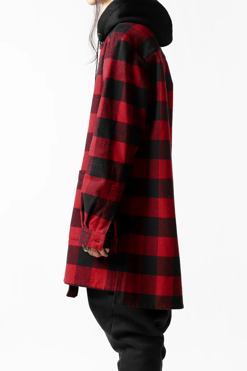 DEFORMATER.® HOODED SHIRT JACKET / HEAVY FLANNEL PLAID (RED×BLACK) - Image 30
