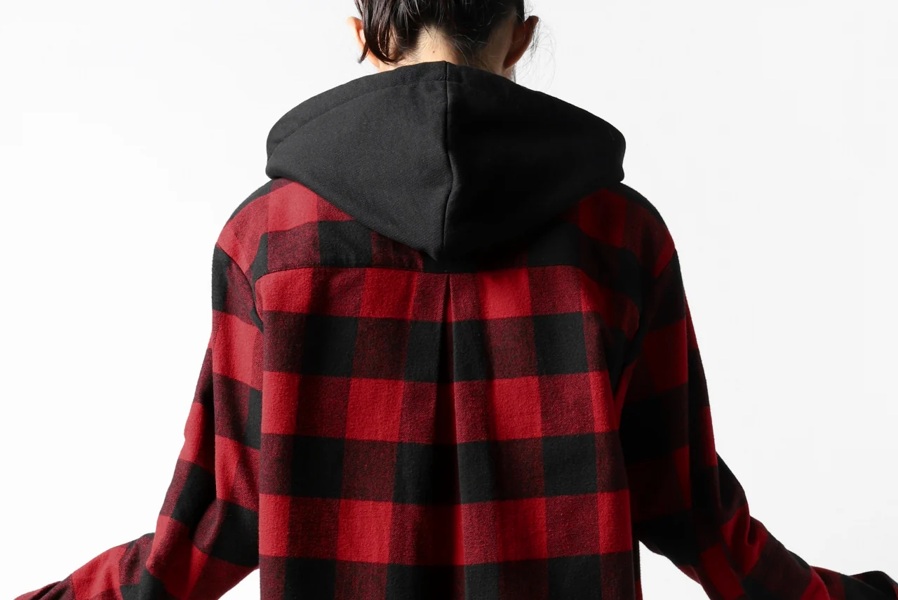 DEFORMATER.® HOODED SHIRT JACKET / HEAVY FLANNEL PLAID (RED×BLACK) - Image 41
