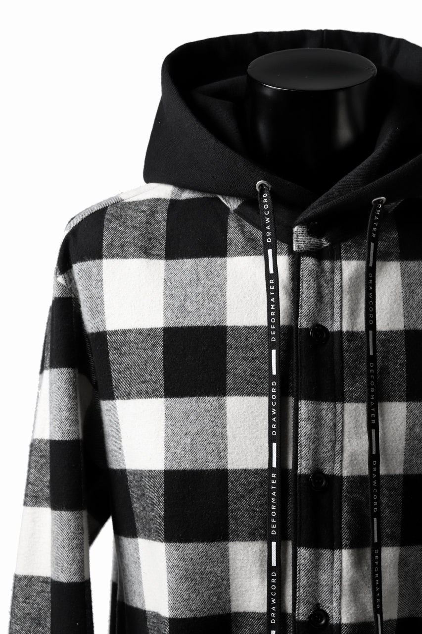 DEFORMATER.® HOODED SHIRT JACKET / HEAVY FLANNEL PLAID (WHITE×BLACK) - Image 12