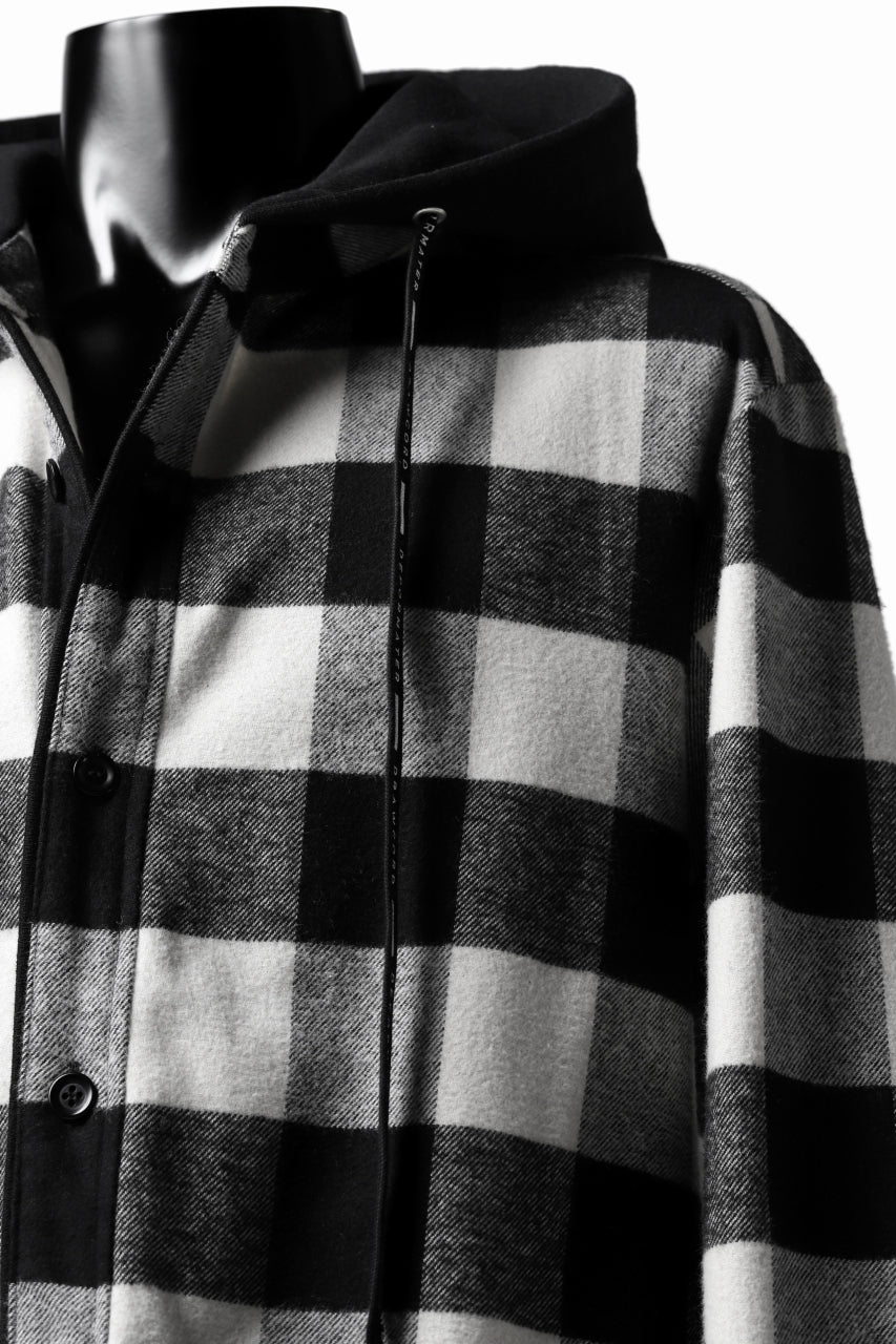 DEFORMATER.® HOODED SHIRT JACKET / HEAVY FLANNEL PLAID (WHITE×BLACK) - Image 14