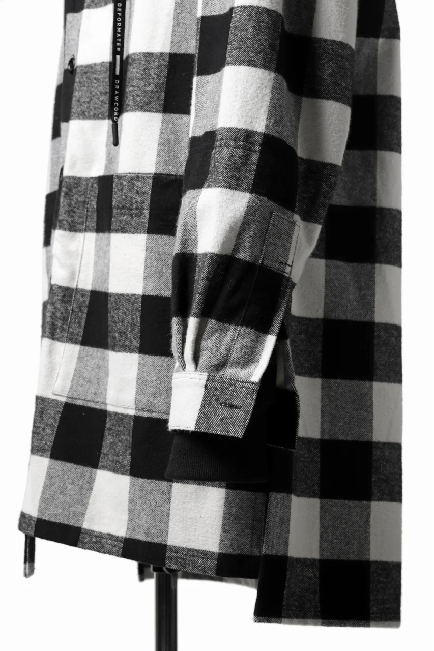 DEFORMATER.® HOODED SHIRT JACKET / HEAVY FLANNEL PLAID (WHITE×BLACK) - Image 17