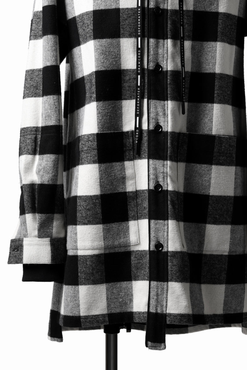 DEFORMATER.® HOODED SHIRT JACKET / HEAVY FLANNEL PLAID (WHITE×BLACK) - Image 18