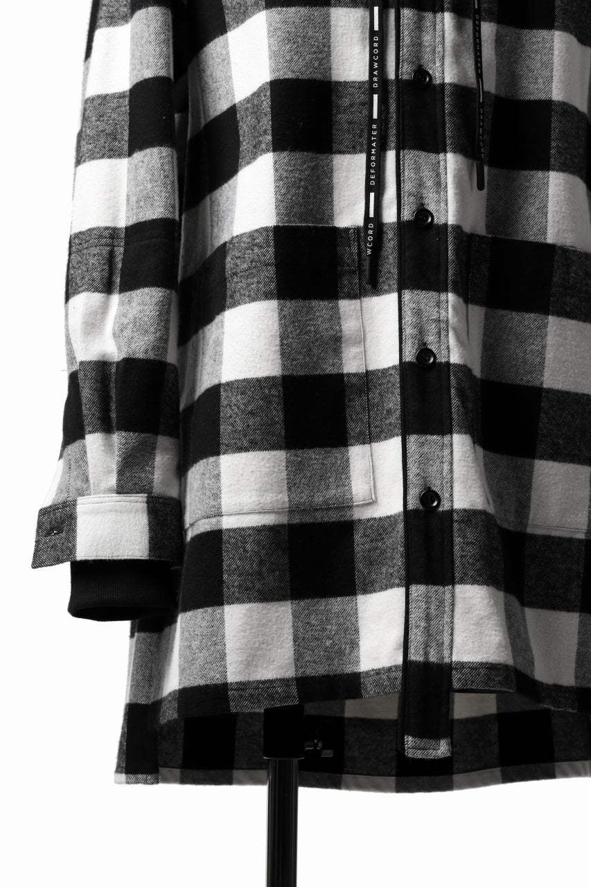 DEFORMATER.® HOODED SHIRT JACKET / HEAVY FLANNEL PLAID (WHITE×BLACK) - Image 19