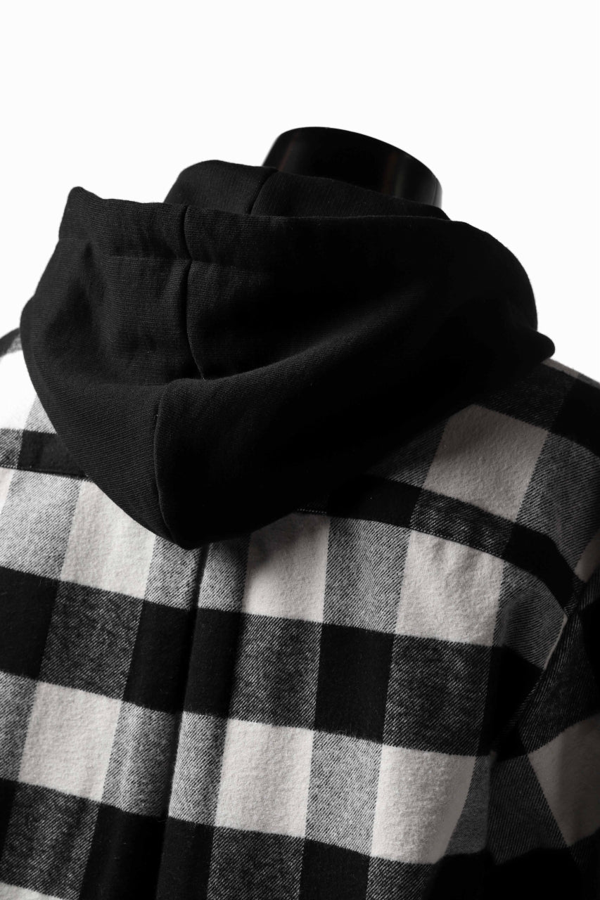 DEFORMATER.® HOODED SHIRT JACKET / HEAVY FLANNEL PLAID (WHITE×BLACK) - Image 23