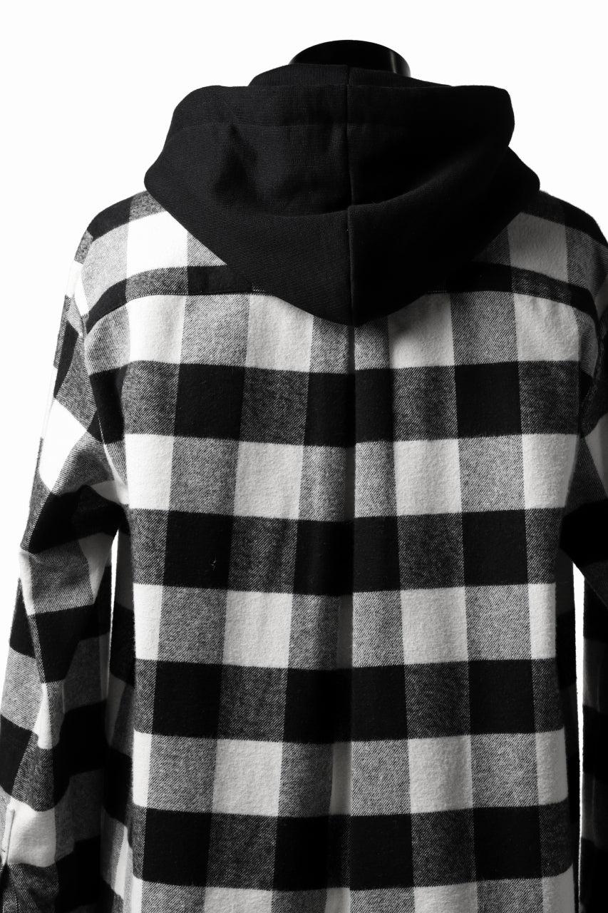 DEFORMATER.® HOODED SHIRT JACKET / HEAVY FLANNEL PLAID (WHITE×BLACK) - Image 24