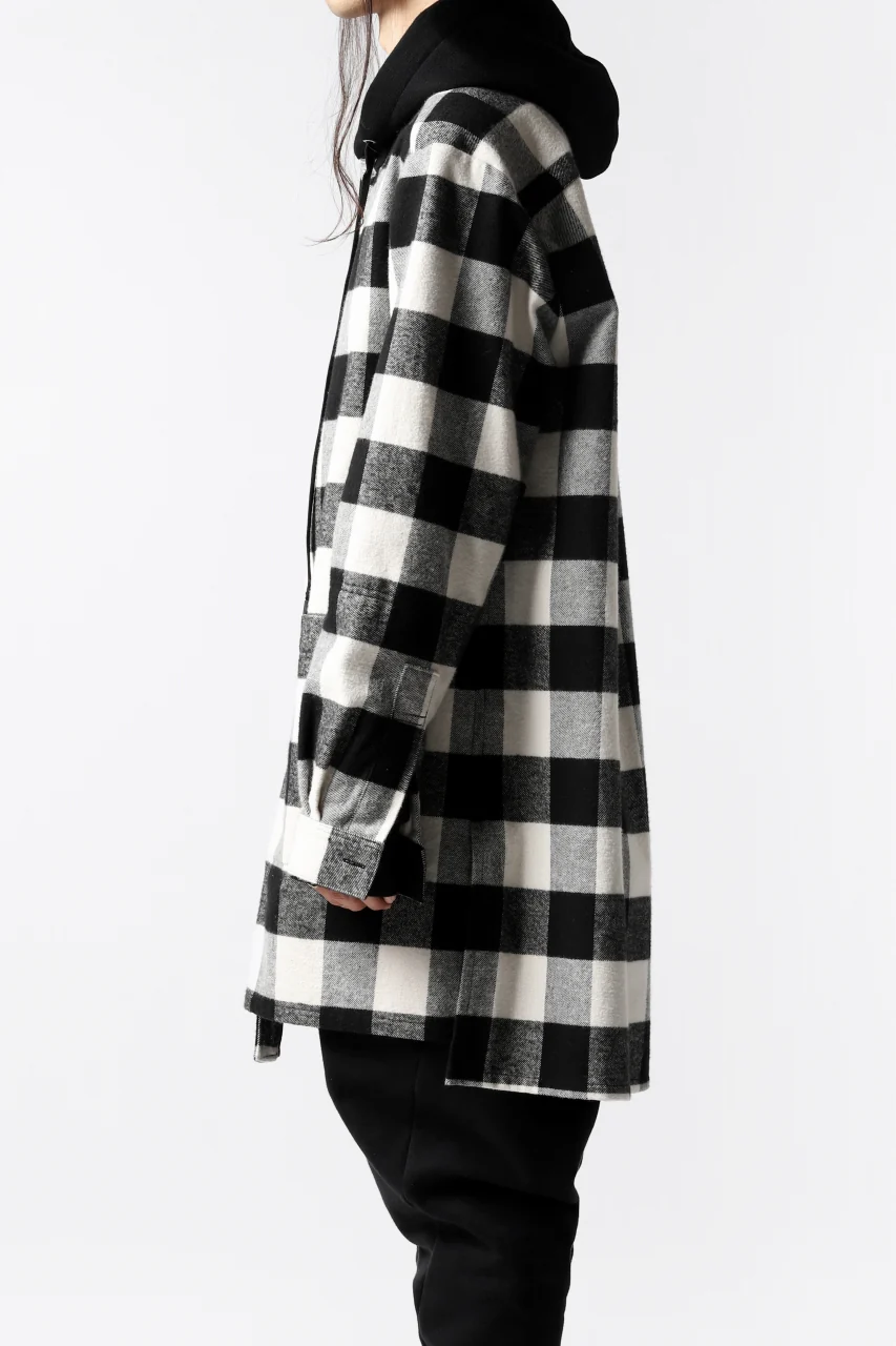 DEFORMATER.® HOODED SHIRT JACKET / HEAVY FLANNEL PLAID (WHITE×BLACK) - Image 27