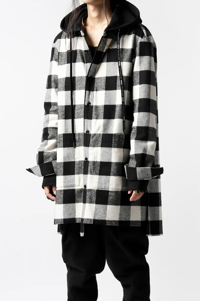 DEFORMATER.® HOODED SHIRT JACKET / HEAVY FLANNEL PLAID (WHITE×BLACK) - Image 31