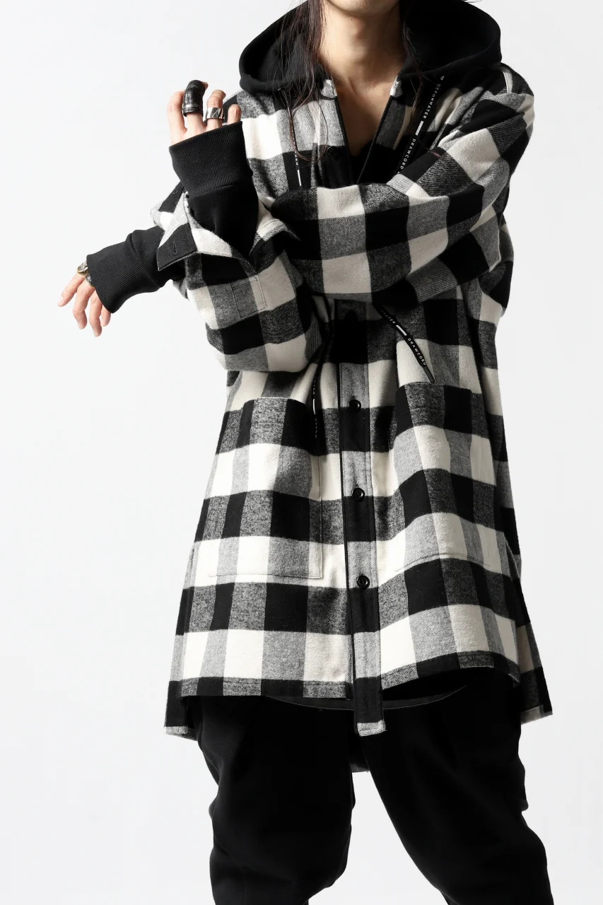 DEFORMATER.® HOODED SHIRT JACKET / HEAVY FLANNEL PLAID (WHITE×BLACK) - Image 34