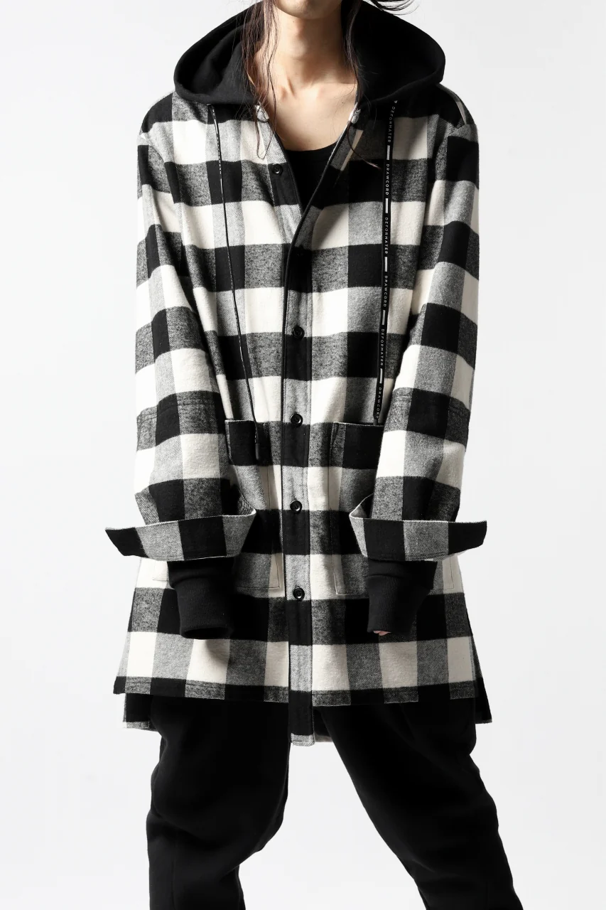 DEFORMATER.® HOODED SHIRT JACKET / HEAVY FLANNEL PLAID (WHITE×BLACK) - Image 35