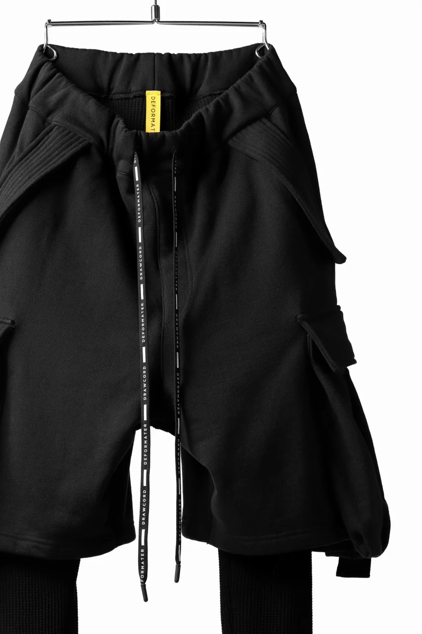 DEFORMATER.® LAYER CARGO PANTS / FLEECY HEAT+WAFFLE JERSEY (BLACK) - Image 10