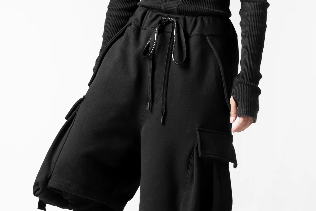 DEFORMATER.® LAYER CARGO PANTS / FLEECY HEAT+WAFFLE JERSEY (BLACK) - Image 26