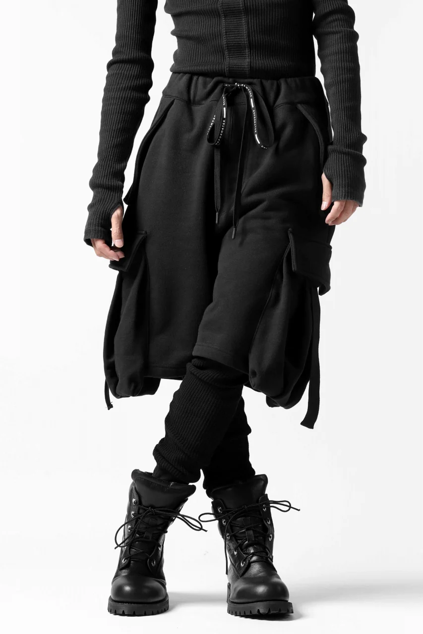 DEFORMATER.® LAYER CARGO PANTS / FLEECY HEAT+WAFFLE JERSEY (BLACK) - Image 6