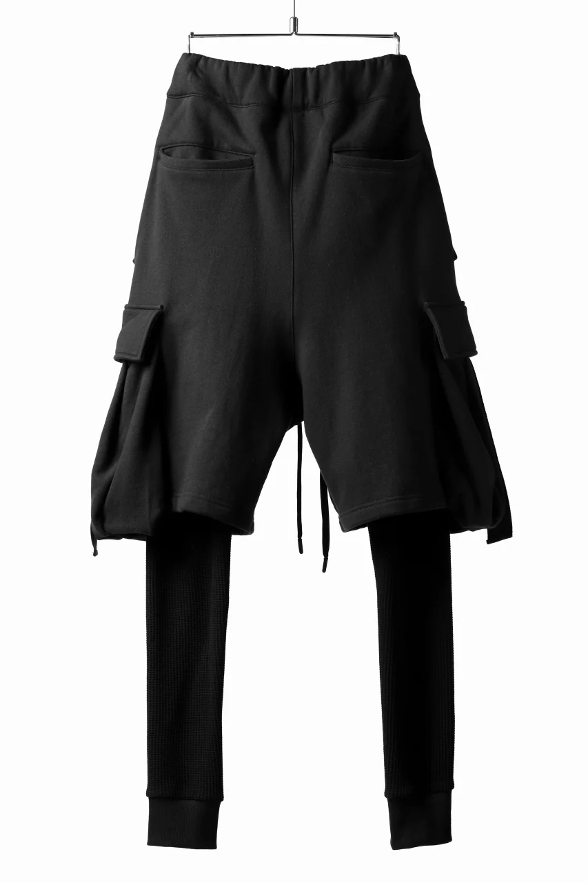 DEFORMATER.® LAYER CARGO PANTS / FLEECY HEAT+WAFFLE JERSEY (BLACK) - Image 9