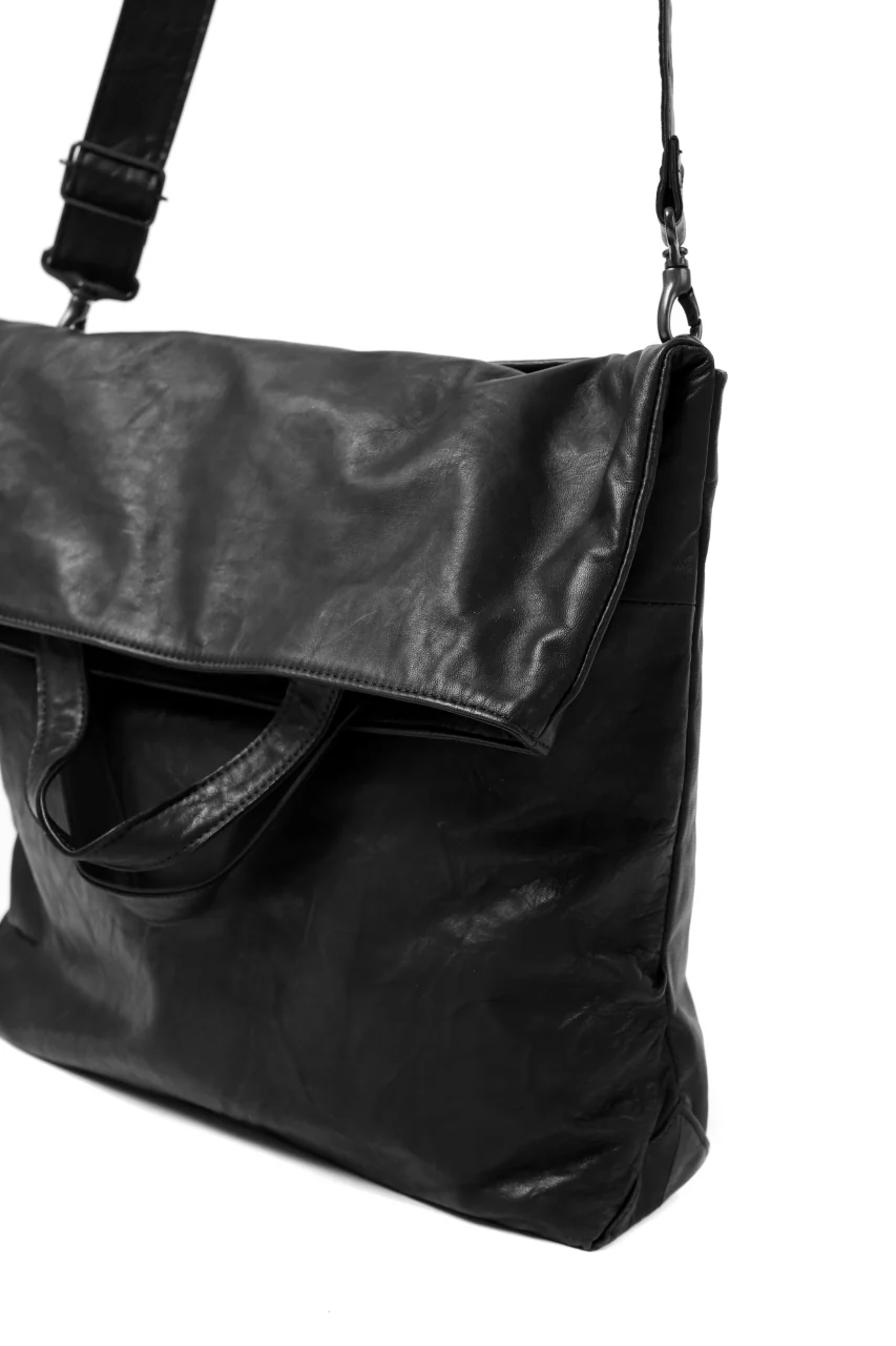 discord Yohji Yamamoto 2WAY MAGNET FLAP BAG / SOFT HORSE LEATHER (BLACK) - Image 12