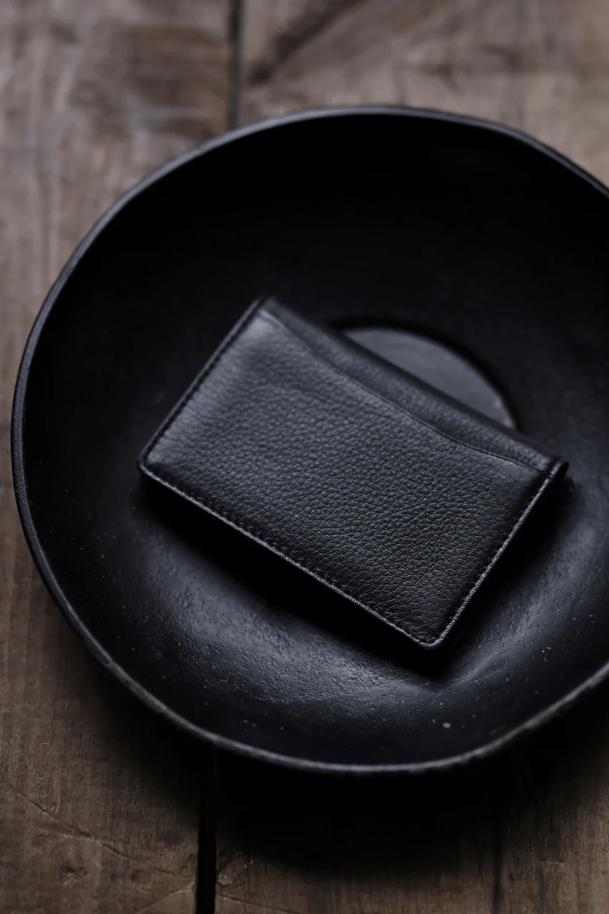 discord Yohji Yamamoto Card Holder / Shrink Cow Skin Leather (BLACK) - Image 11