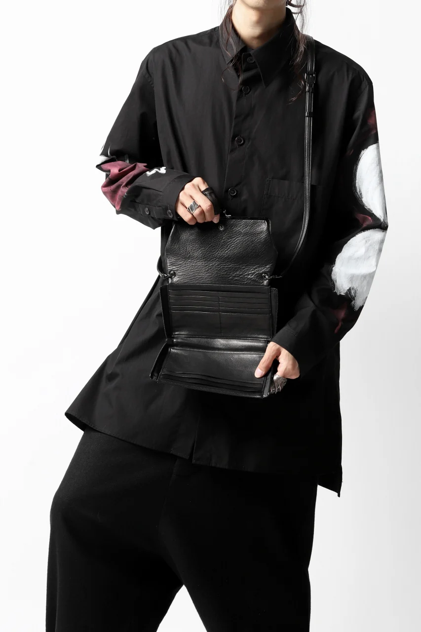 discord Yohji Yamamoto CLASP ZIP WALLET with SHOULDER STRAP (BLACK) - Image 35
