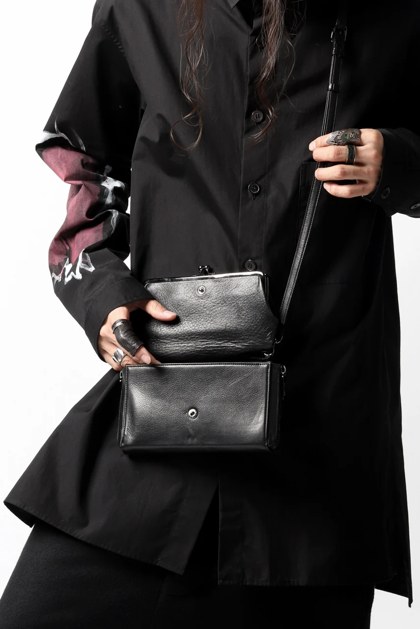 discord Yohji Yamamoto CLASP ZIP WALLET with SHOULDER STRAP (BLACK) - Image 39
