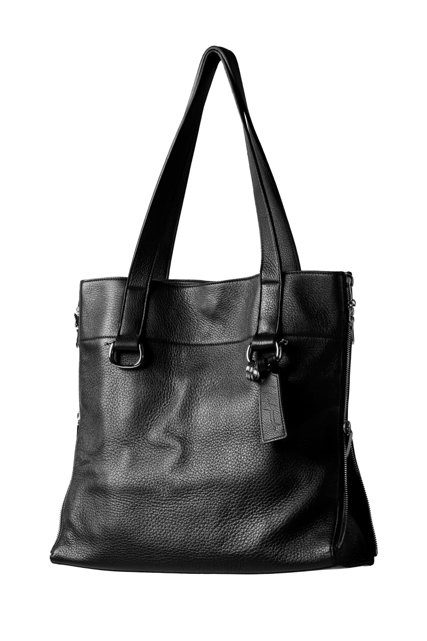 discord Yohji Yamamoto DEER SHRINK SKIN SIDE ZIPPED TOTE BAG (BLACK)