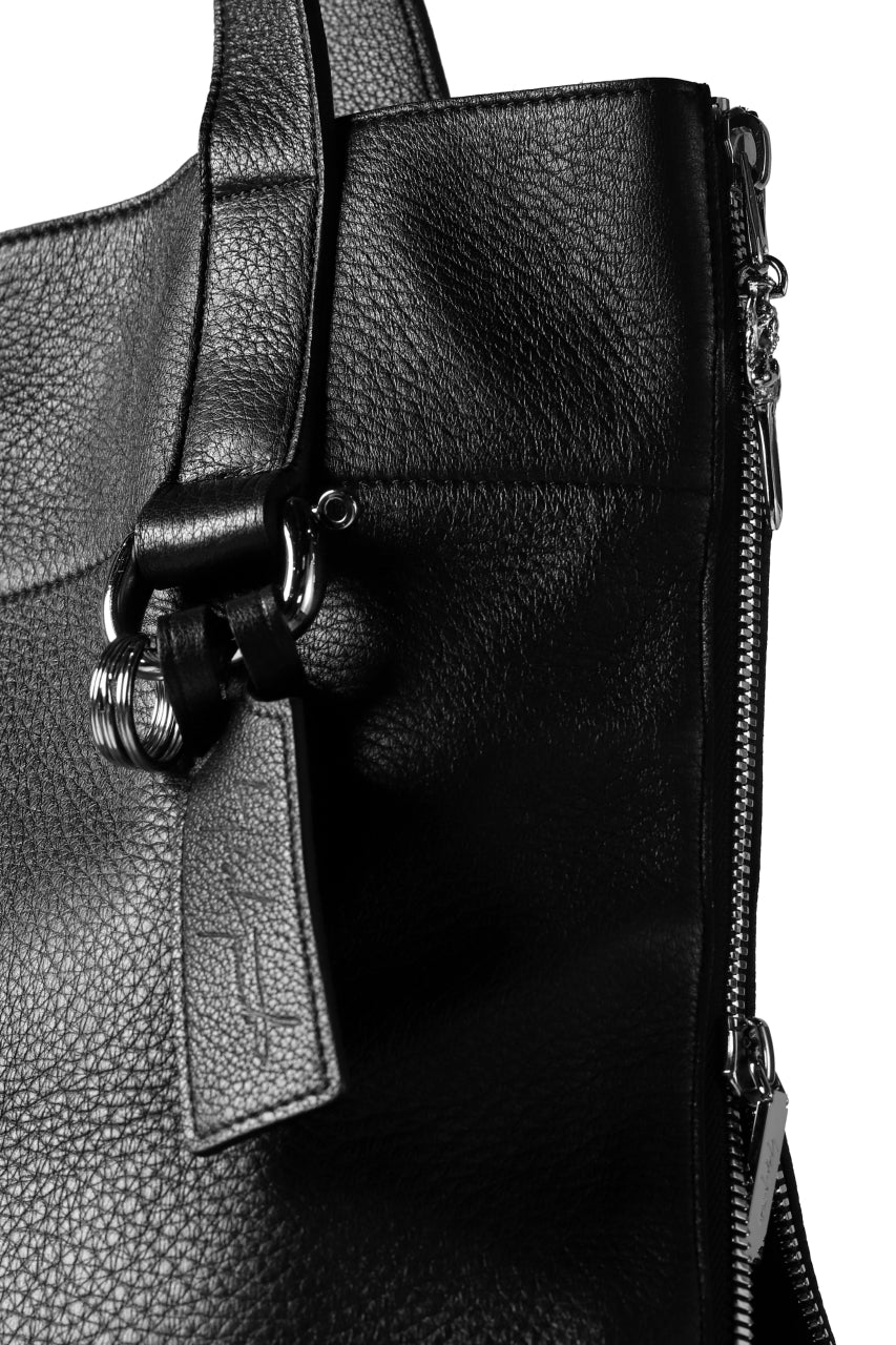 discord Yohji Yamamoto DEER SHRINK SKIN SIDE ZIPPED TOTE BAG (BLACK) - Image 10
