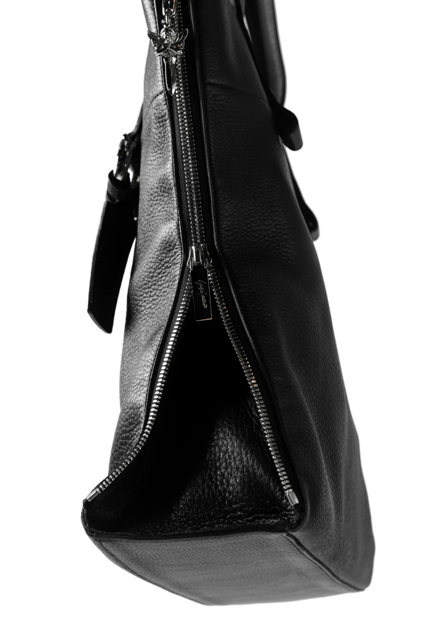 discord Yohji Yamamoto DEER SHRINK SKIN SIDE ZIPPED TOTE BAG (BLACK) - Image 14
