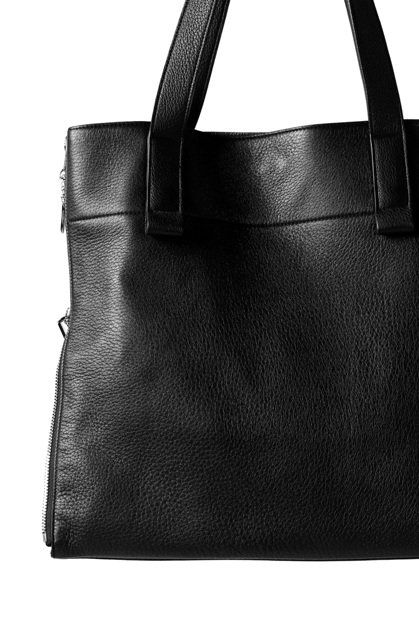 discord Yohji Yamamoto DEER SHRINK SKIN SIDE ZIPPED TOTE BAG (BLACK) - Image 19