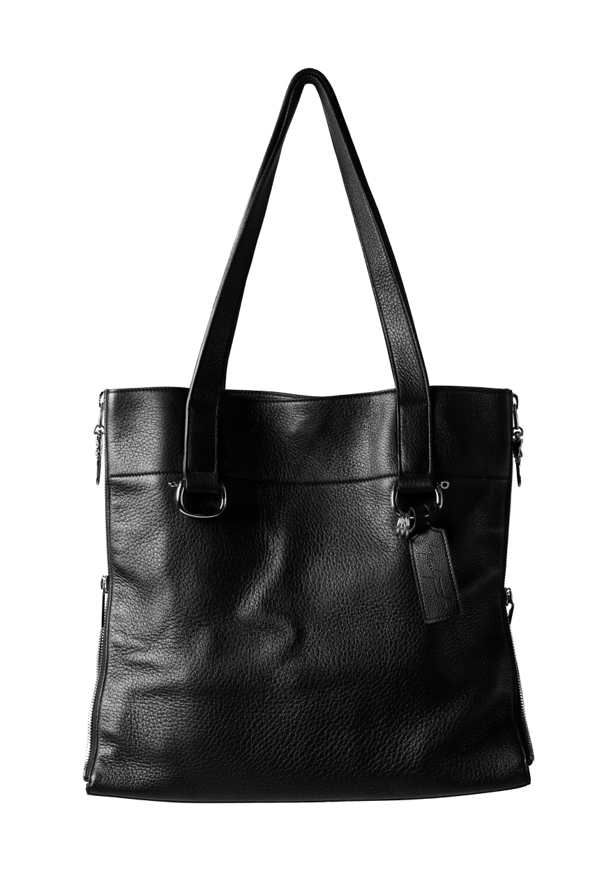 discord Yohji Yamamoto DEER SHRINK SKIN SIDE ZIPPED TOTE BAG (BLACK) - Image 2