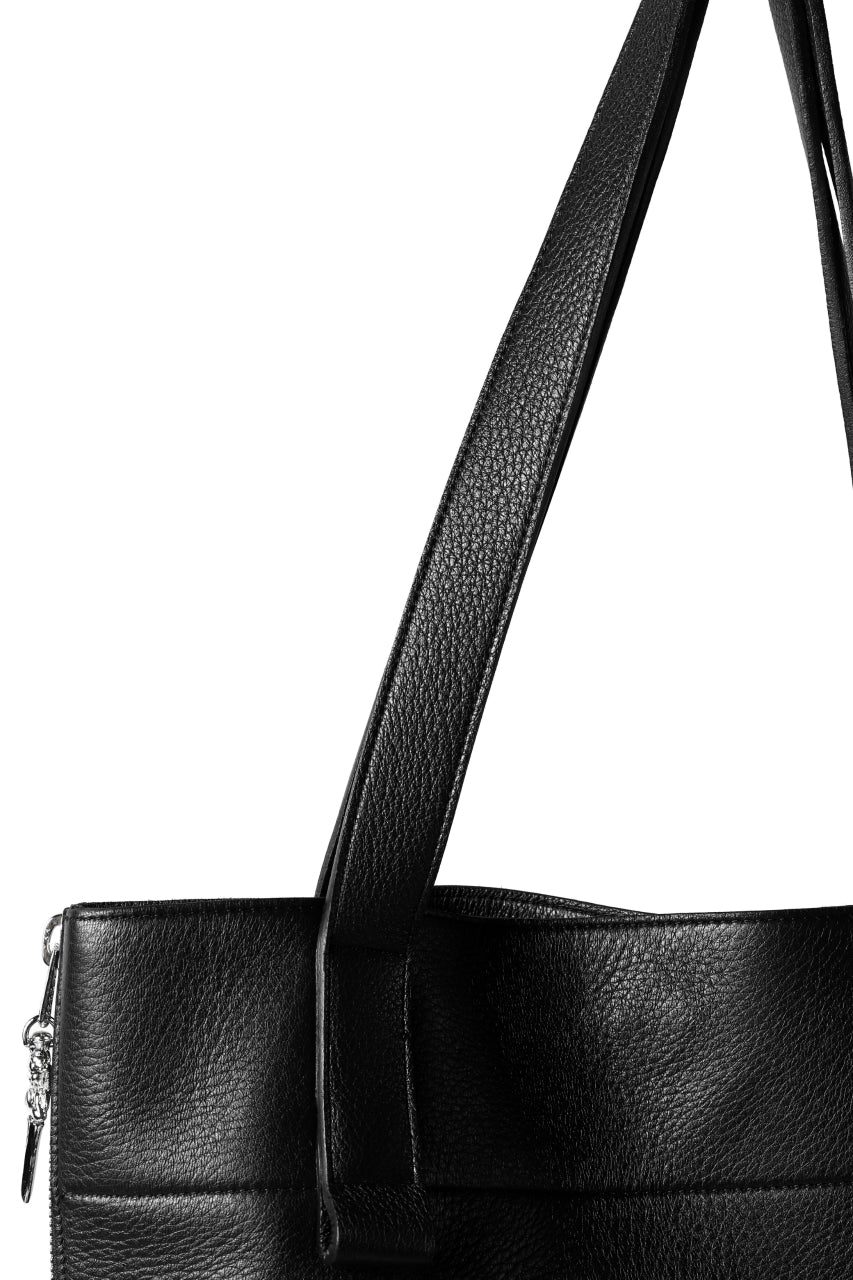 discord Yohji Yamamoto DEER SHRINK SKIN SIDE ZIPPED TOTE BAG (BLACK) - Image 20