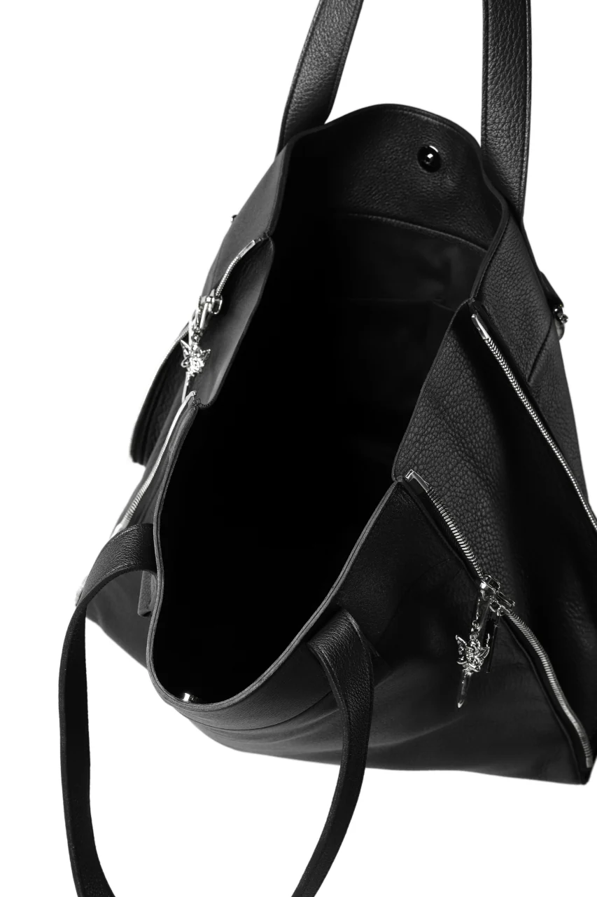 discord Yohji Yamamoto DEER SHRINK SKIN SIDE ZIPPED TOTE BAG (BLACK) - Image 22