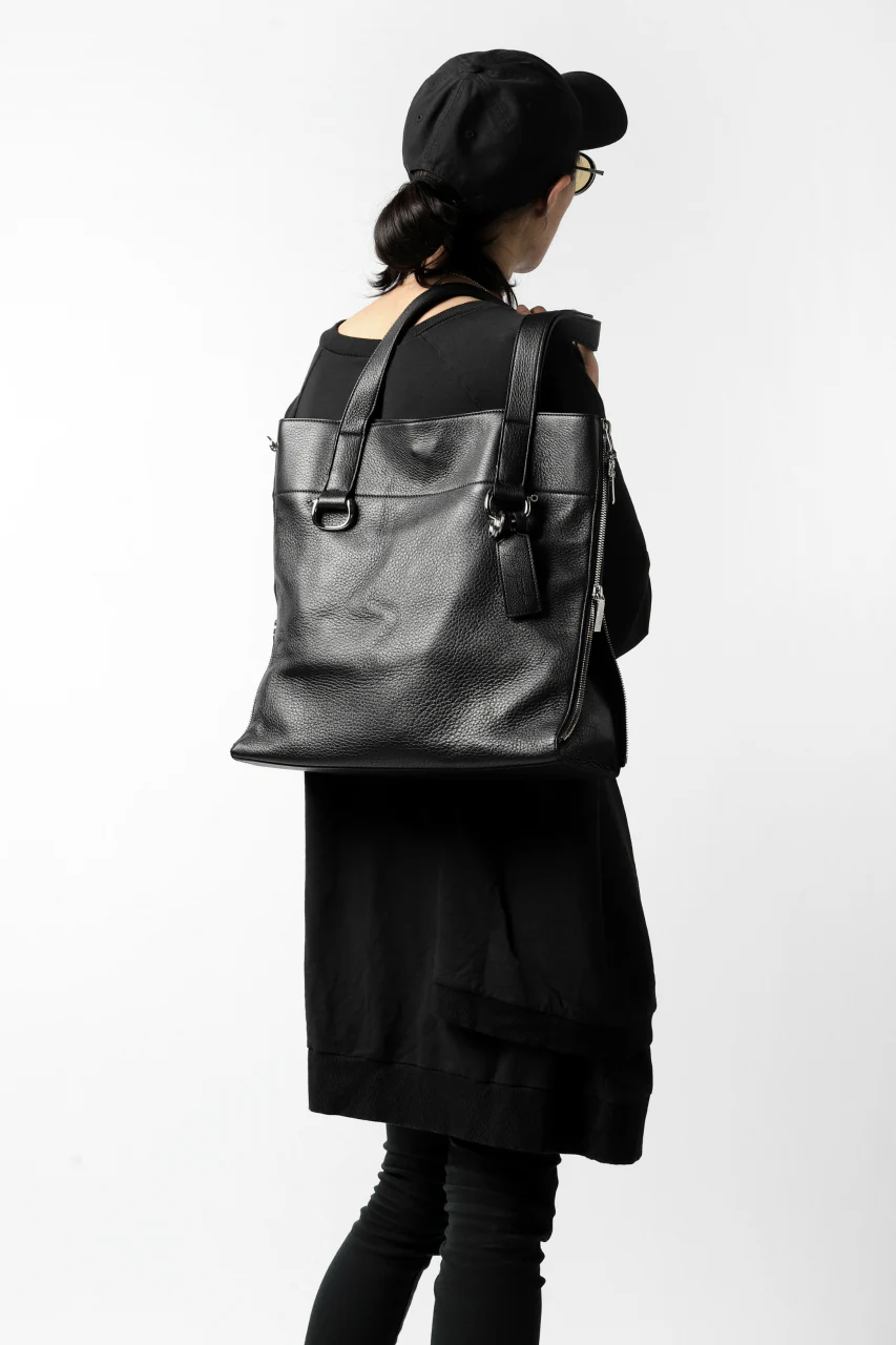 discord Yohji Yamamoto DEER SHRINK SKIN SIDE ZIPPED TOTE BAG (BLACK) - Image 25