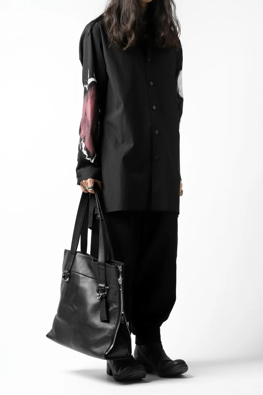 discord Yohji Yamamoto DEER SHRINK SKIN SIDE ZIPPED TOTE BAG (BLACK) - Image 30