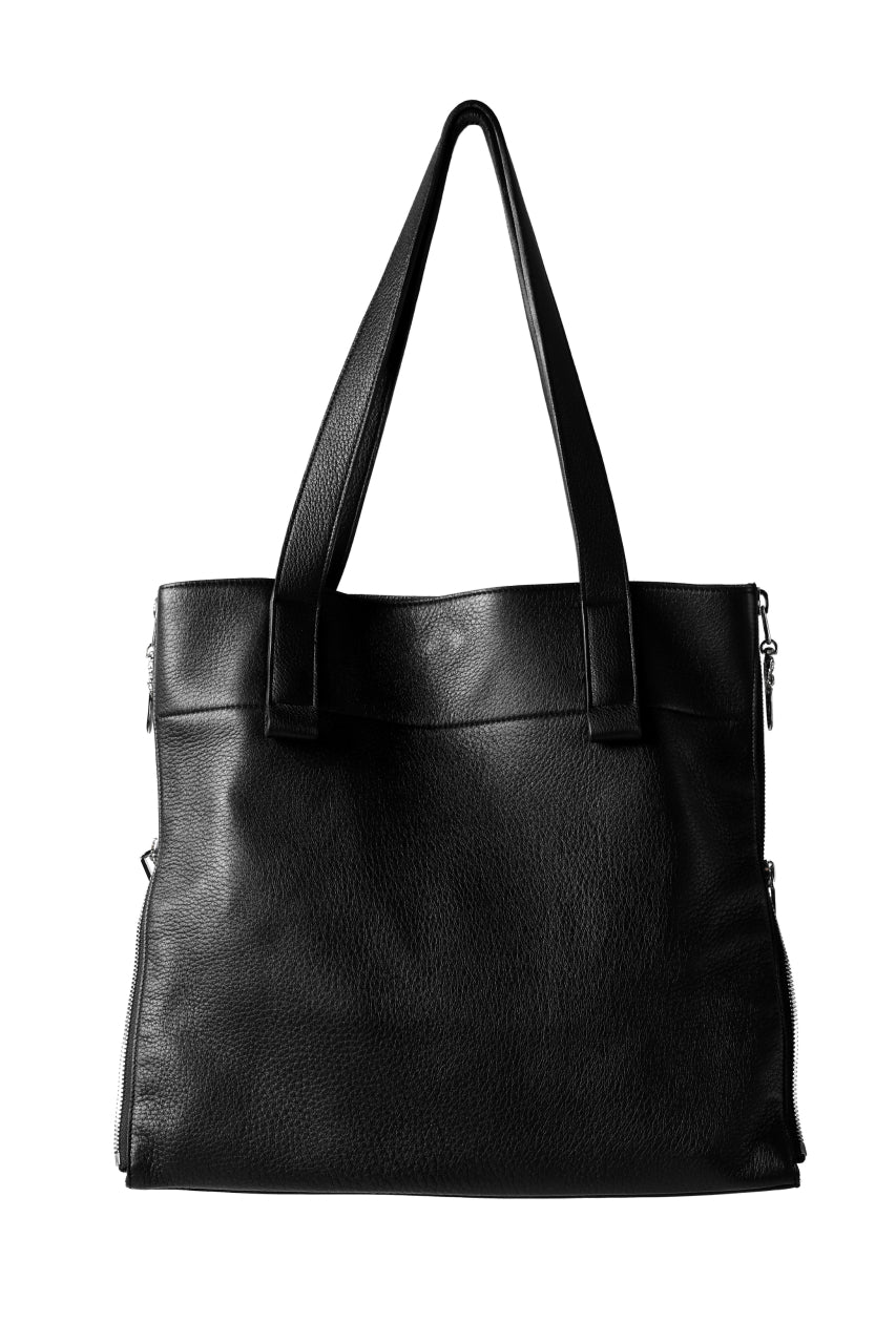 discord Yohji Yamamoto DEER SHRINK SKIN SIDE ZIPPED TOTE BAG (BLACK) - Image 4