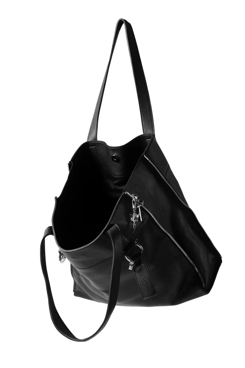 discord Yohji Yamamoto DEER SHRINK SKIN SIDE ZIPPED TOTE BAG (BLACK) - Image 5