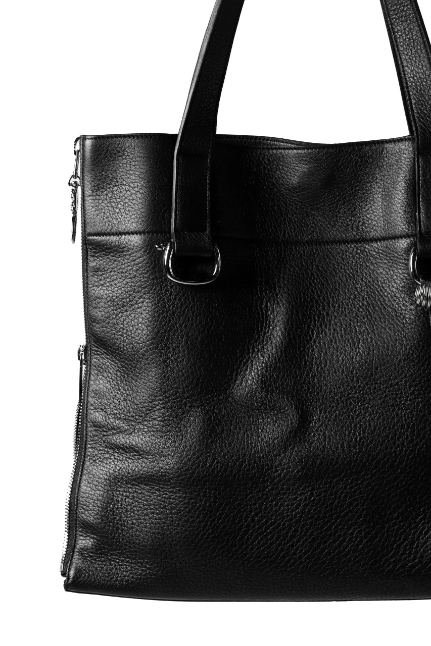 discord Yohji Yamamoto DEER SHRINK SKIN SIDE ZIPPED TOTE BAG (BLACK) - Image 6