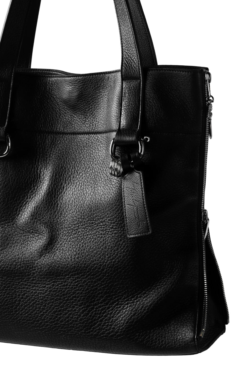 discord Yohji Yamamoto DEER SHRINK SKIN SIDE ZIPPED TOTE BAG (BLACK) - Image 7