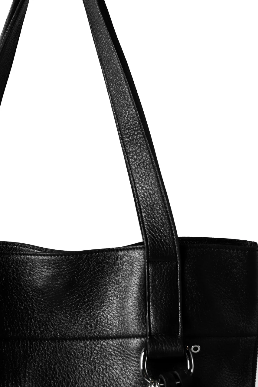 discord Yohji Yamamoto DEER SHRINK SKIN SIDE ZIPPED TOTE BAG (BLACK) - Image 8