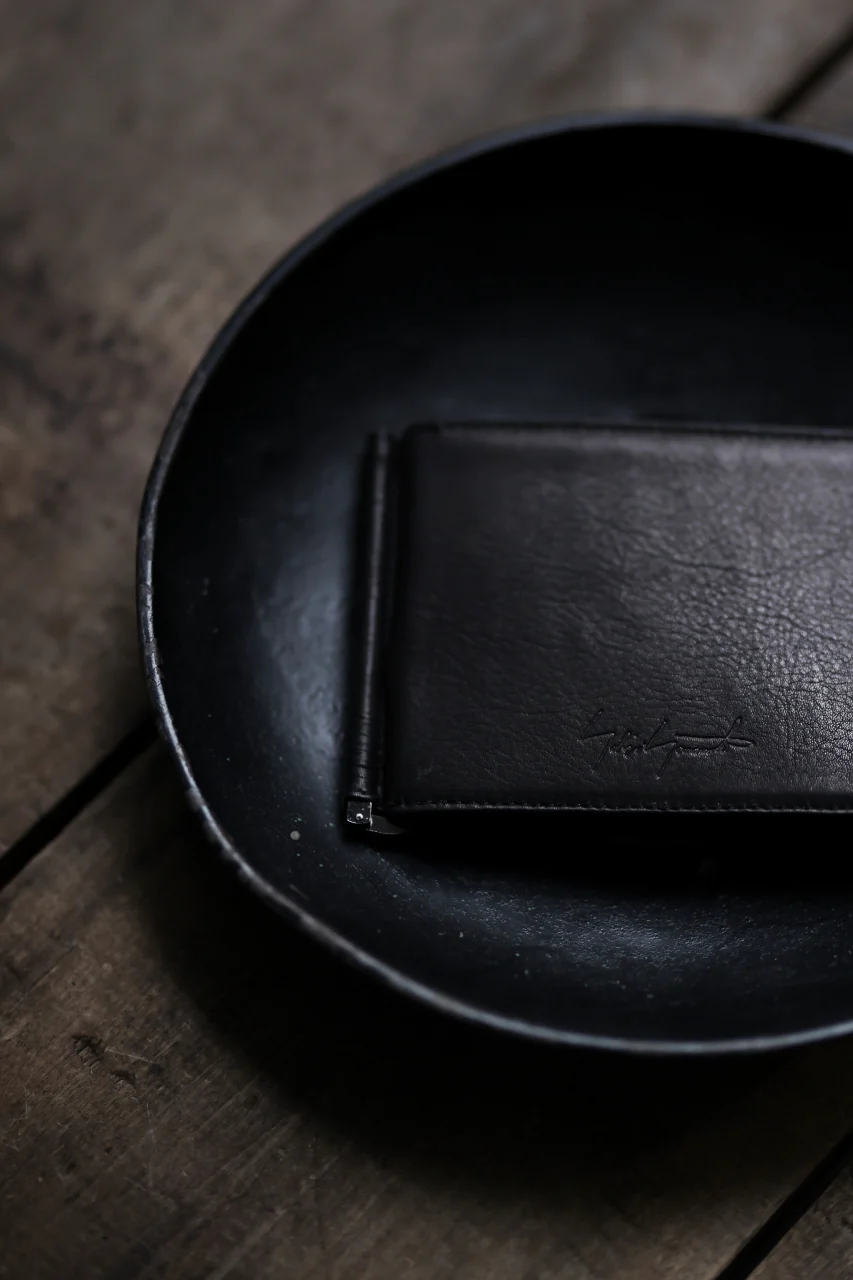 discord Yohji Yamamoto Money Clip Wallet / Shrink Cow Skin Leather (BLACK) - Image 12