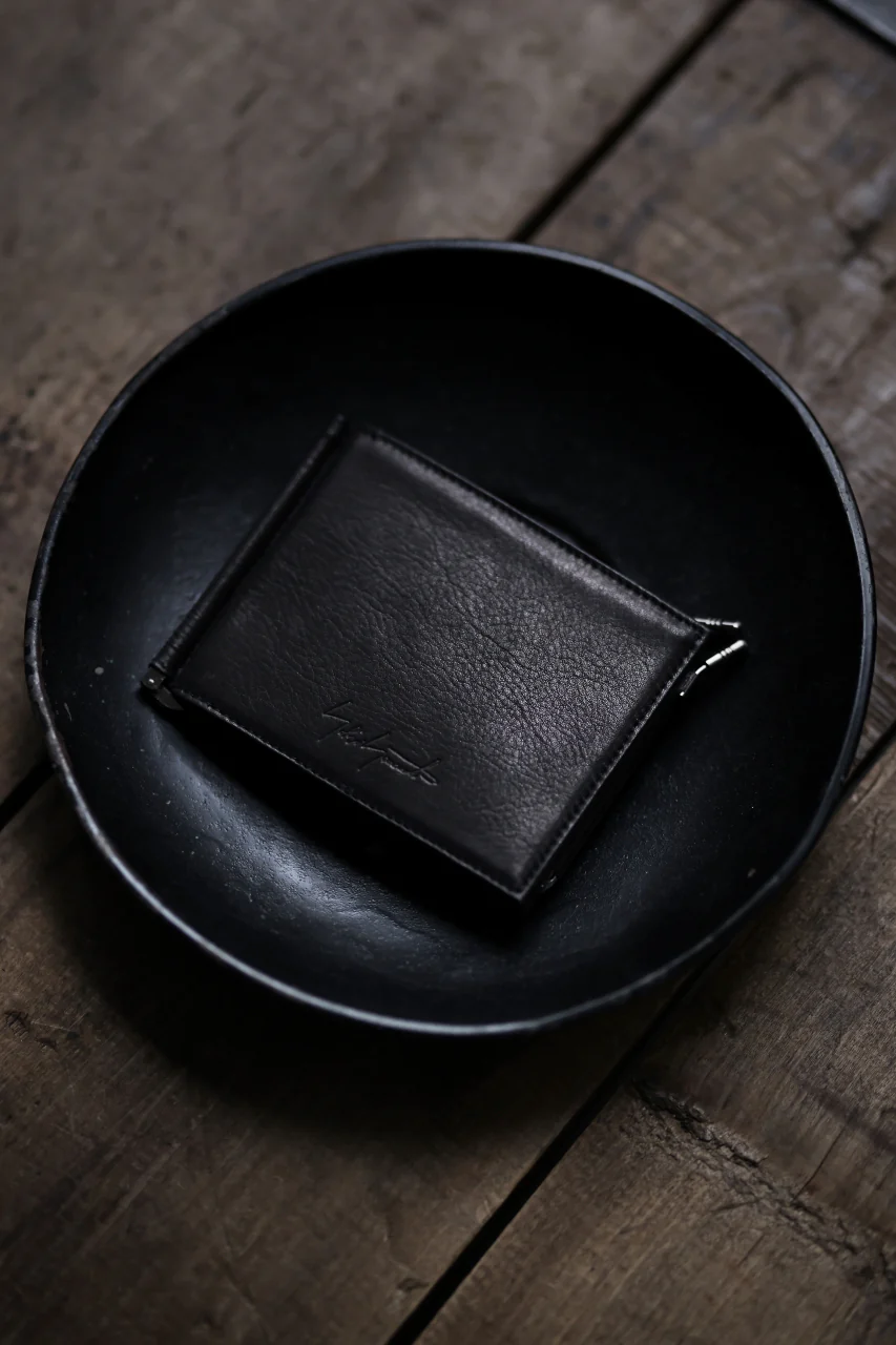 discord Yohji Yamamoto Money Clip Wallet / Shrink Cow Skin Leather (BLACK) - Image 13