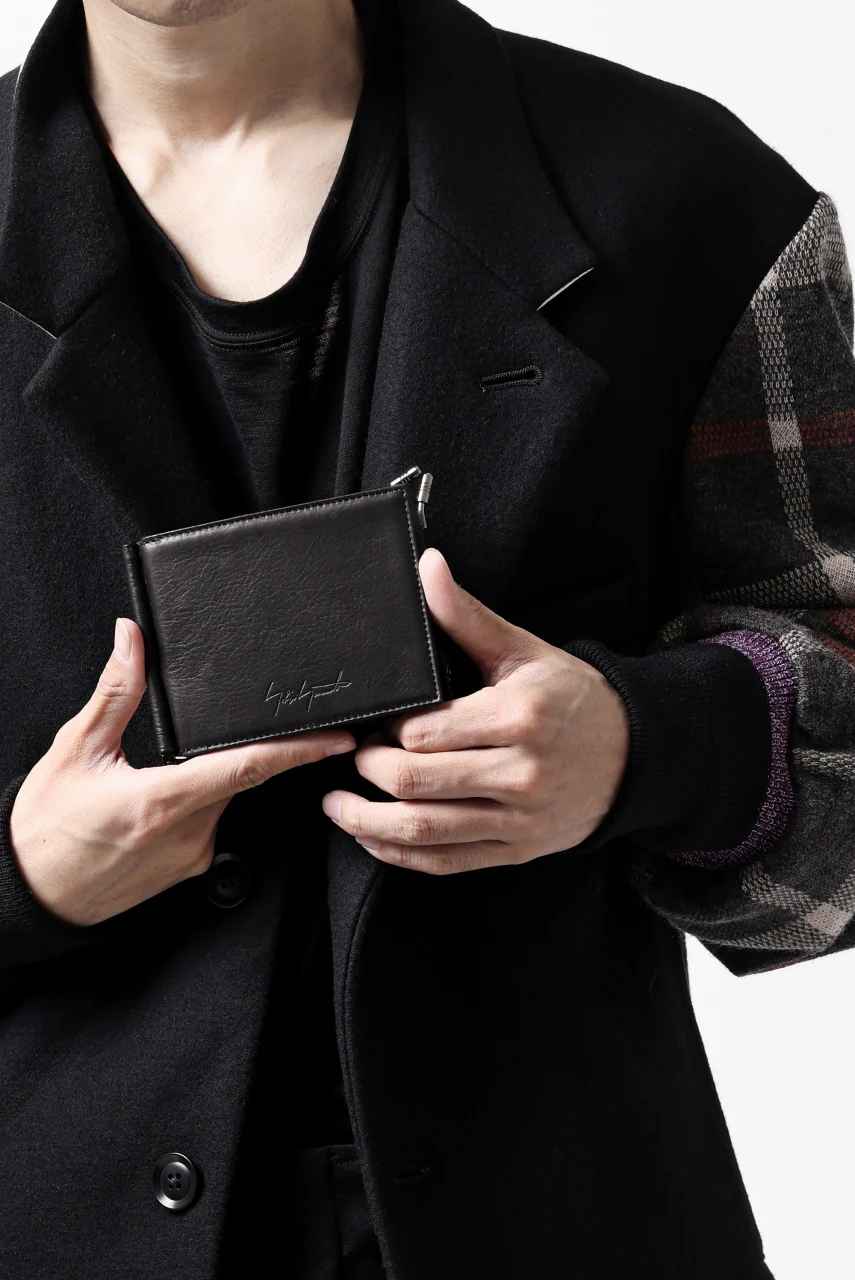 discord Yohji Yamamoto Money Clip Wallet / Shrink Cow Skin Leather (BLACK) - Image 15