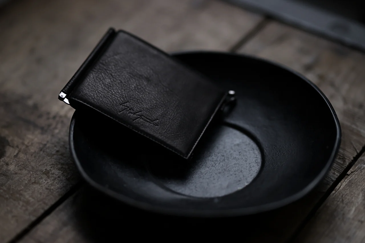 discord Yohji Yamamoto Money Clip Wallet / Shrink Cow Skin Leather (BLACK) - Image 22