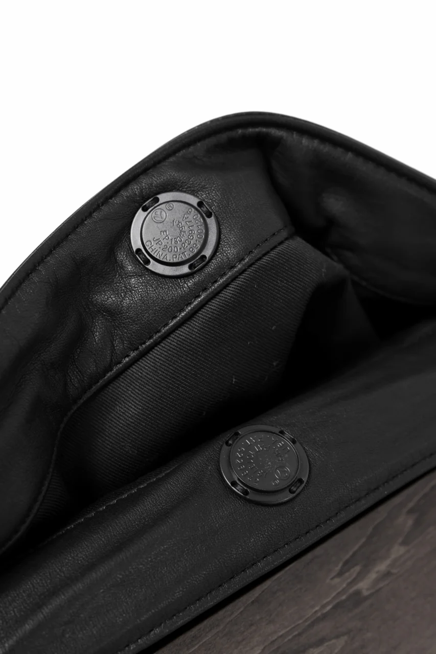 discord Yohji Yamamoto Namu Shoulder Bag / Soft Shrink Cow Leather + Wood (BLACK) - Image 13