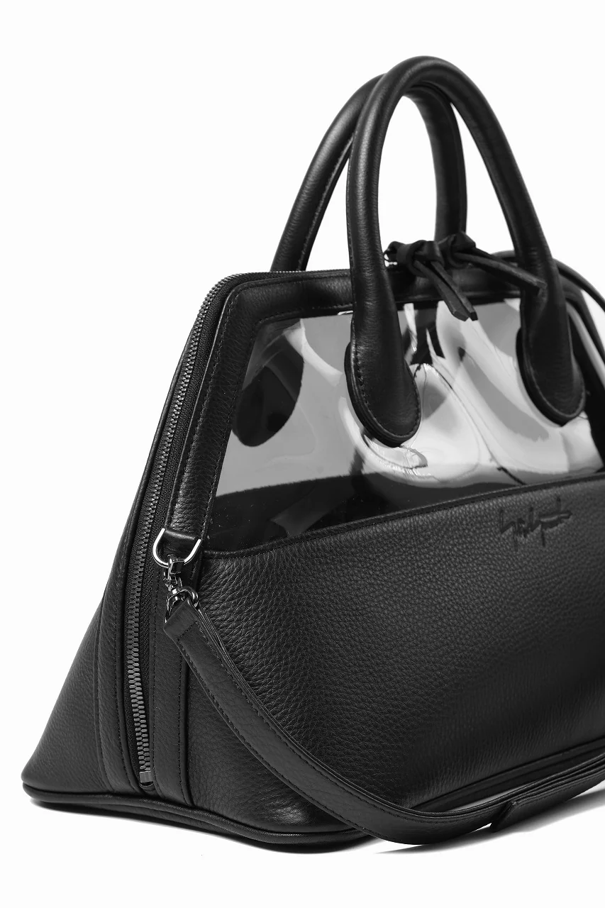discord Yohji Yamamoto PVC SHOULDER BAG / SHRINK COW LEATHER (BLACK) - Image 12