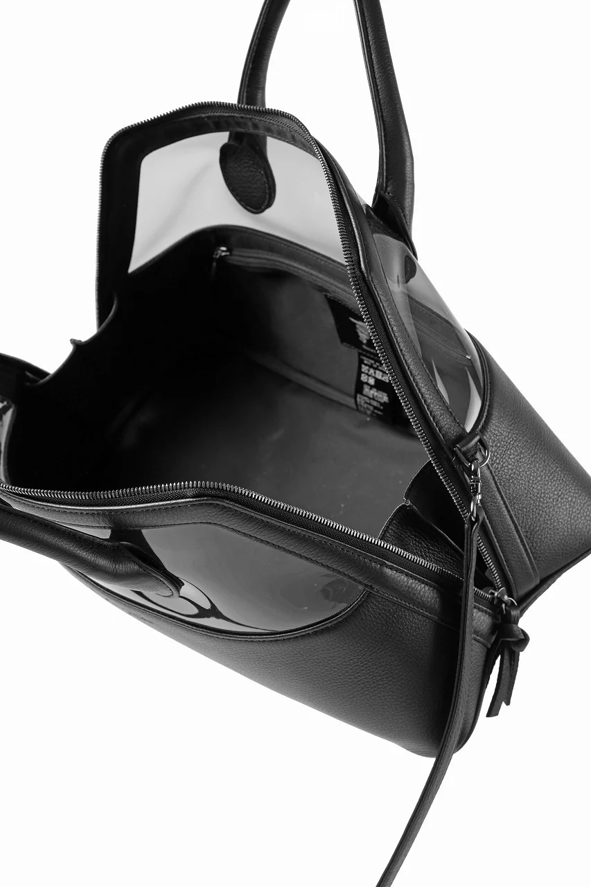 discord Yohji Yamamoto PVC SHOULDER BAG / SHRINK COW LEATHER (BLACK) - Image 16