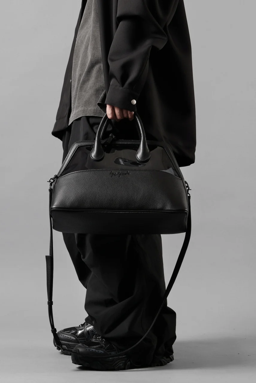 discord Yohji Yamamoto PVC SHOULDER BAG / SHRINK COW LEATHER (BLACK) - Image 18