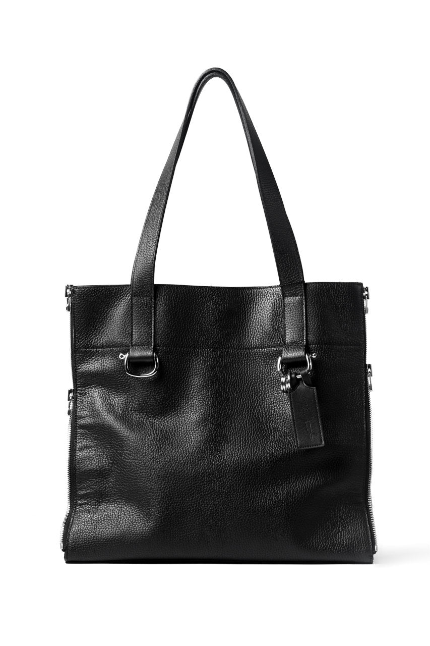 discord Yohji Yamamoto SIDE ZIP TOTE BAG L / SHRINK COW LEATHER (BLACK)