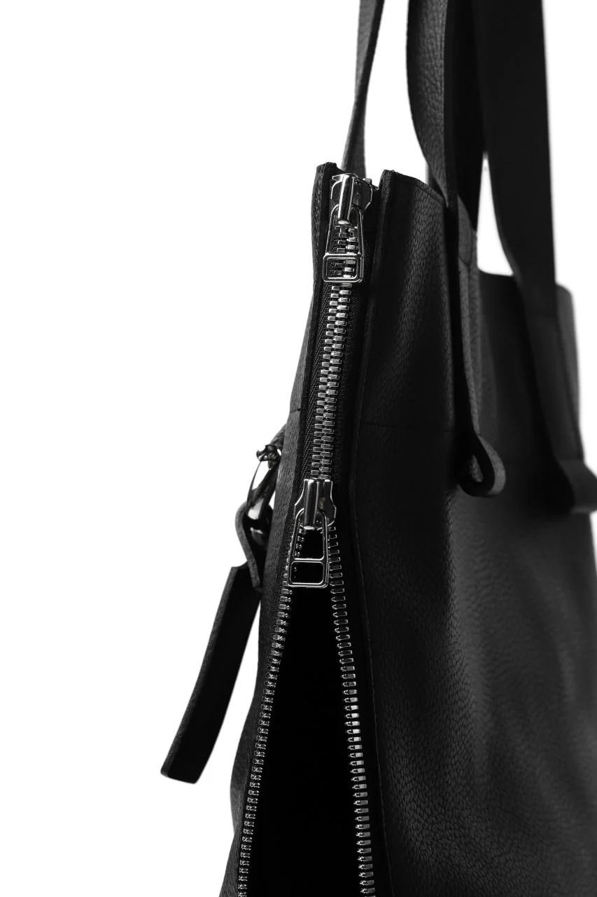 discord Yohji Yamamoto SIDE ZIP TOTE BAG L / SHRINK COW LEATHER (BLACK) - Image 13