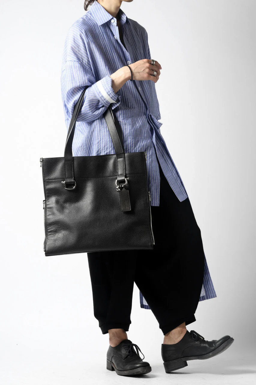discord Yohji Yamamoto SIDE ZIP TOTE BAG L / SHRINK COW LEATHER (BLACK) - Image 29