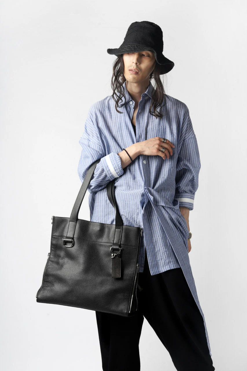 discord Yohji Yamamoto SIDE ZIP TOTE BAG L / SHRINK COW LEATHER (BLACK) - Image 33