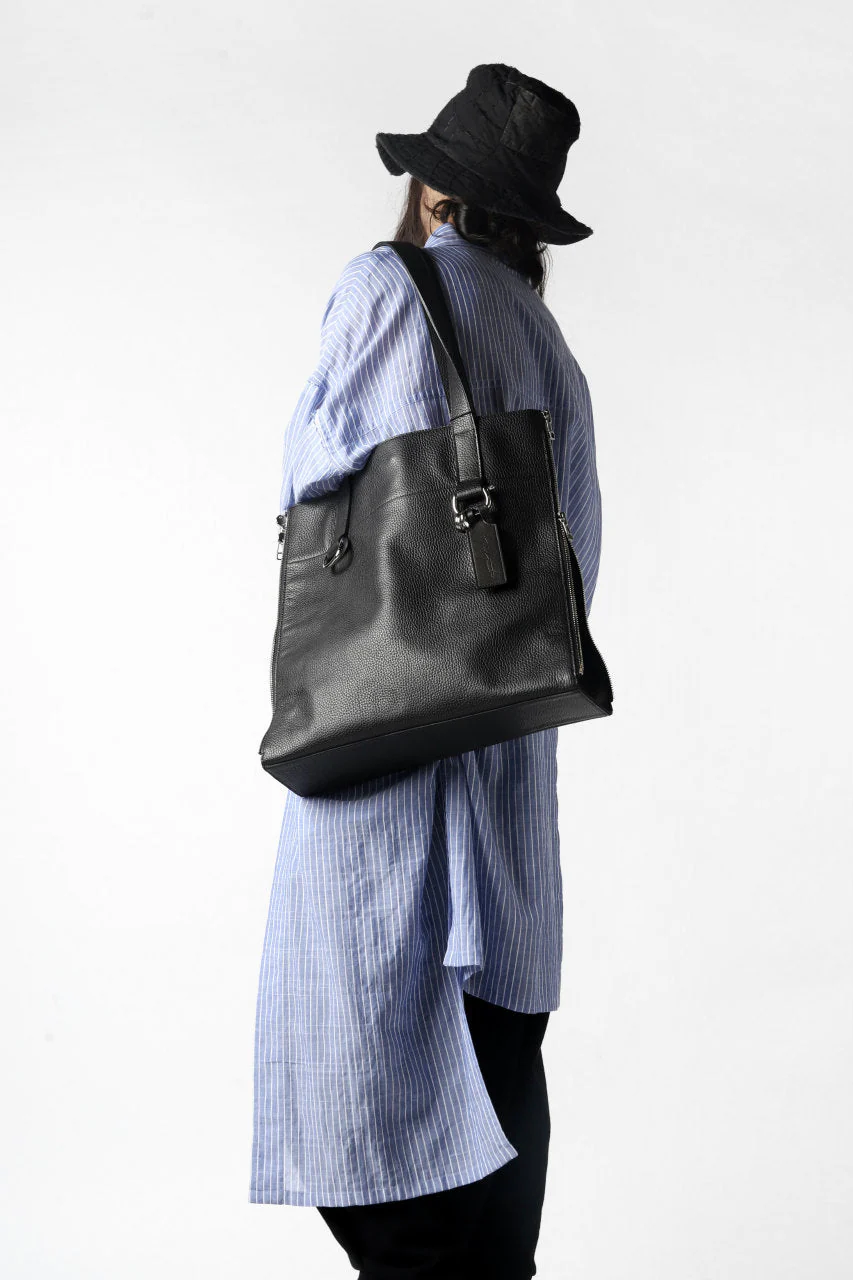 discord Yohji Yamamoto SIDE ZIP TOTE BAG L / SHRINK COW LEATHER (BLACK) - Image 38