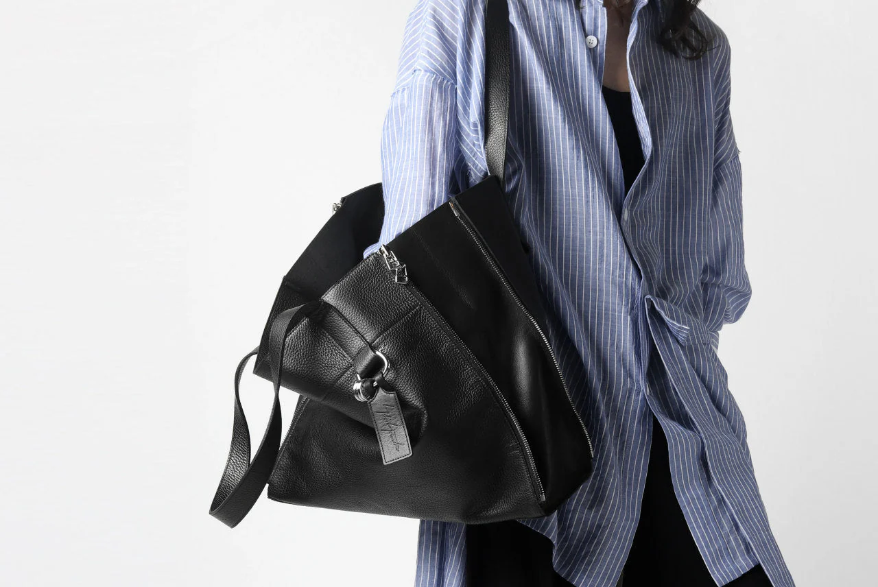discord Yohji Yamamoto SIDE ZIP TOTE BAG L / SHRINK COW LEATHER (BLACK) - Image 41
